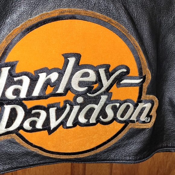 Wilson Leather Vest XXL Vintage Harley Davidson Patch Embossed - Picture 6 of 7